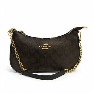 Coach Signature Brown and Black Shoulder Bag
